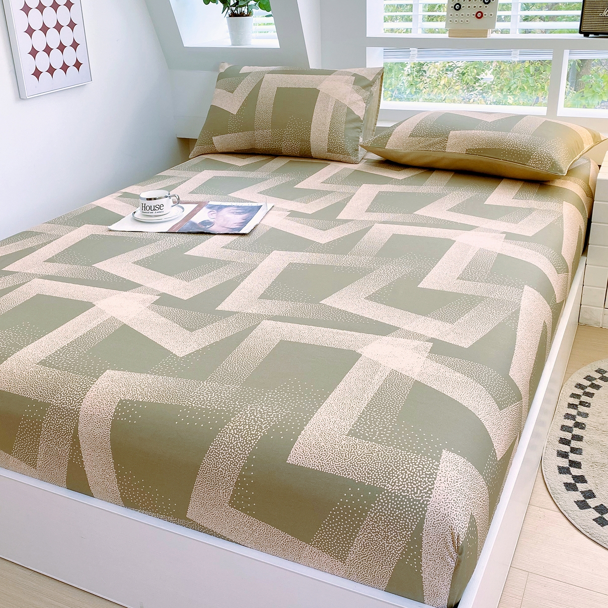 91家纺网 家纺一手货源 找家纺 小懒猪 2026新款全棉印花床笠 素律