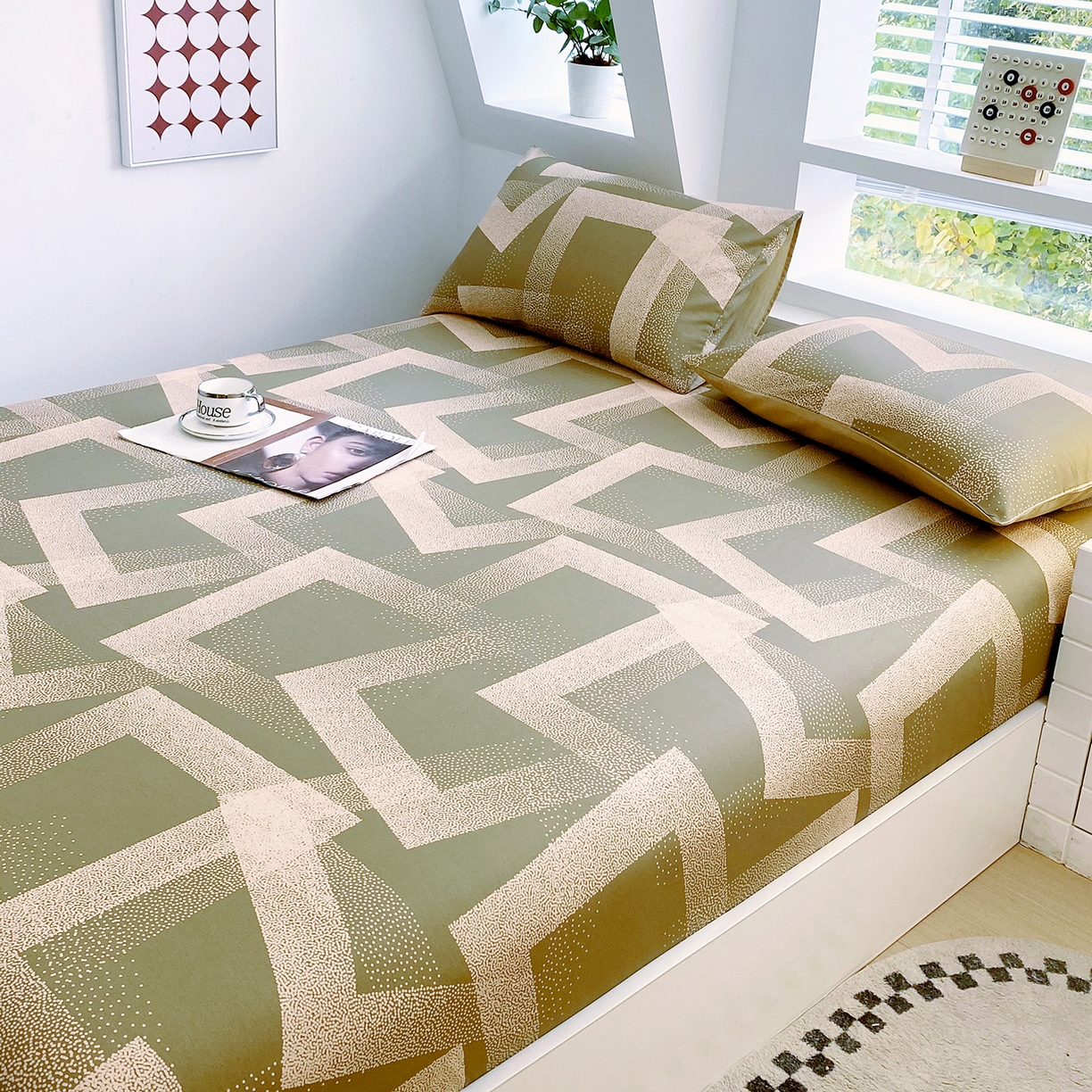 91家纺网 家纺一手货源 找家纺 小懒猪 2026新款全棉印花床笠 素律