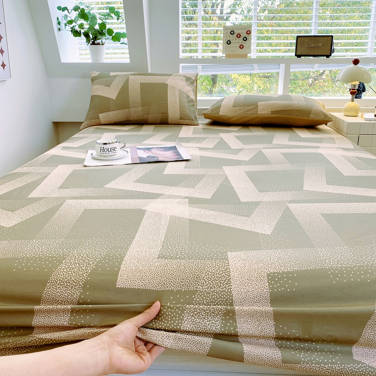 91家纺网 家纺一手货源 找家纺 小懒猪 2026新款全棉印花床笠 素律