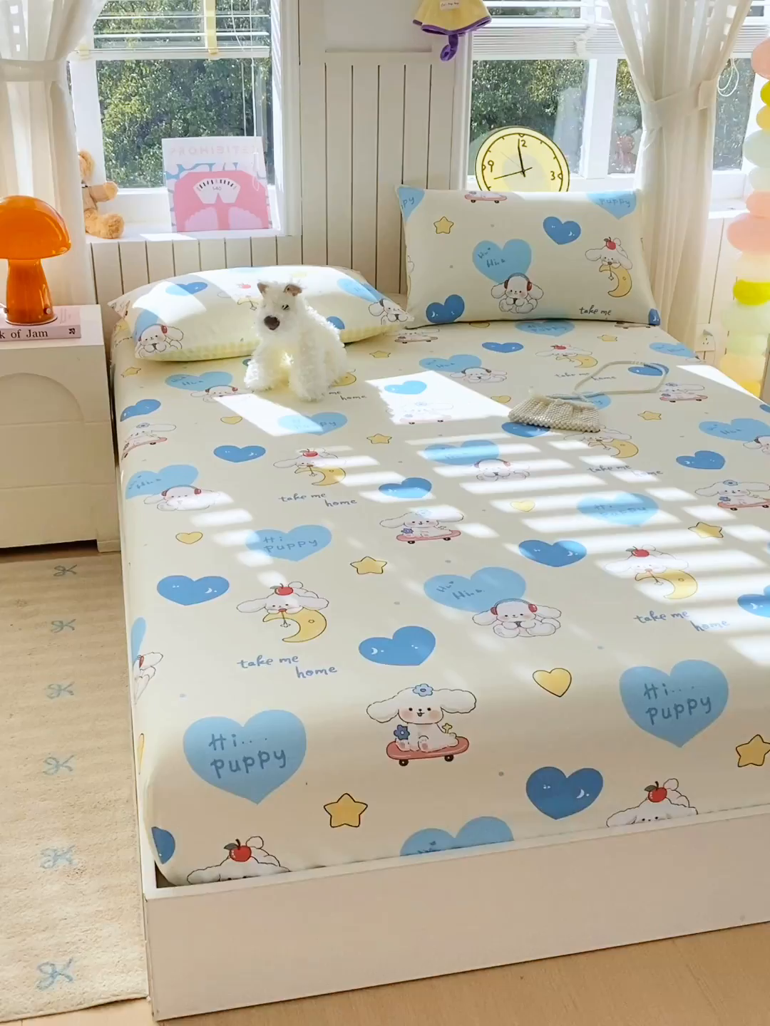 91家纺网 家纺一手货源 找家纺 小懒猪 2026新款全棉印花床笠 童梦汪旅