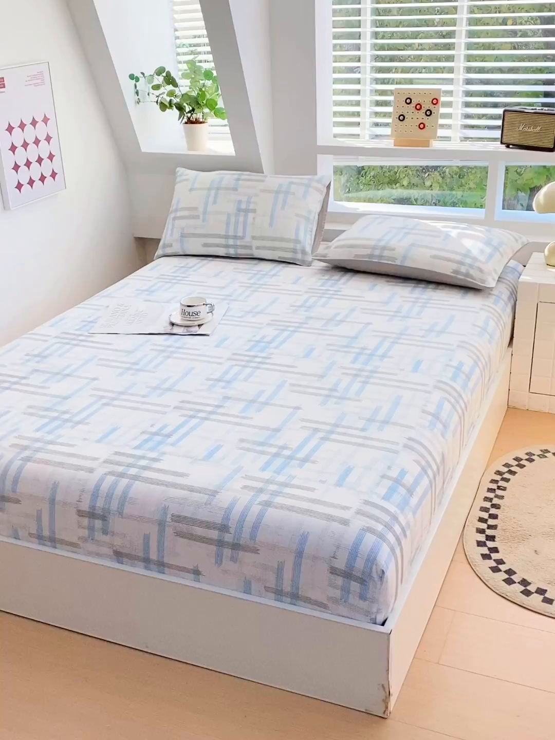 91家纺网 家纺一手货源 找家纺 小懒猪 2026新款全棉印花床笠 线影轻痕