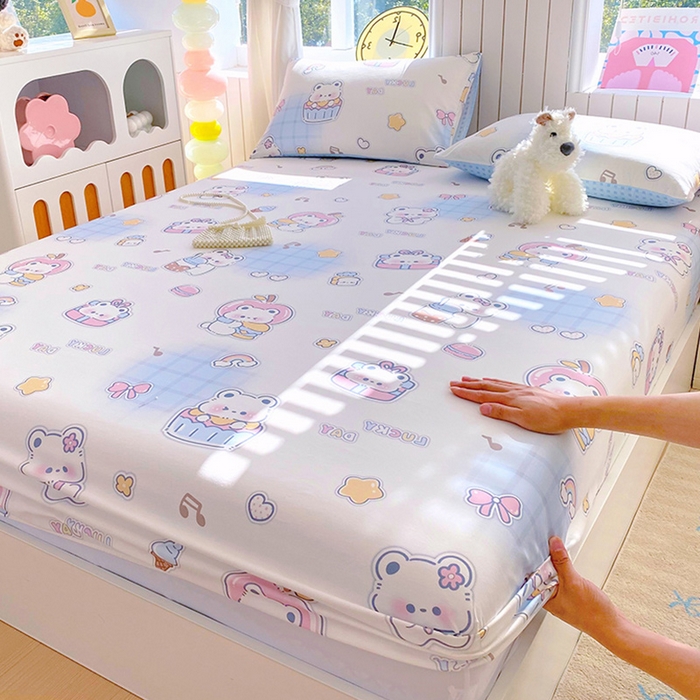 小懒猪 2026新款全棉印花床笠 元气熊仔