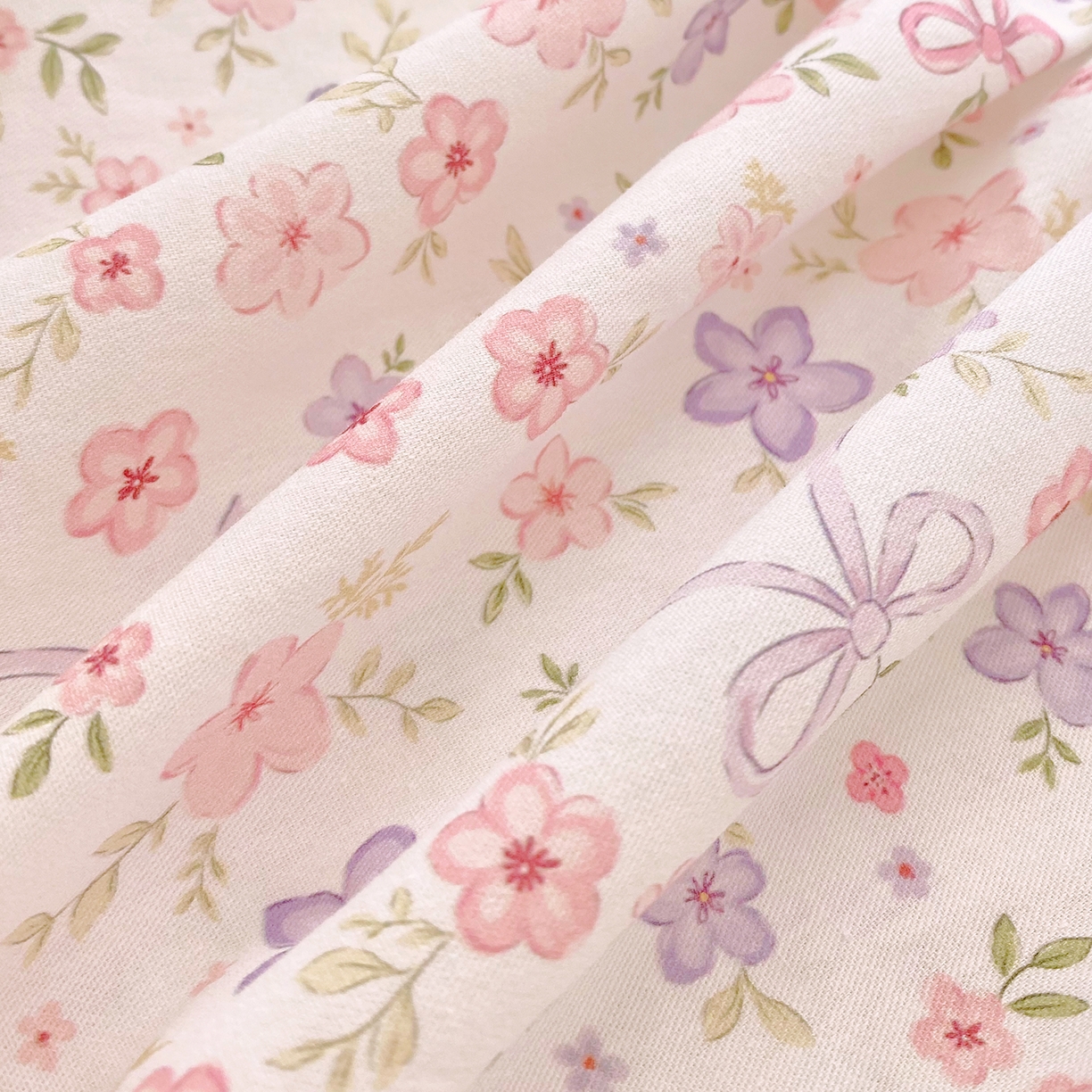 91家纺网 家纺一手货源 找家纺 小懒猪 2026新款全棉印花床笠 紫粉花漾