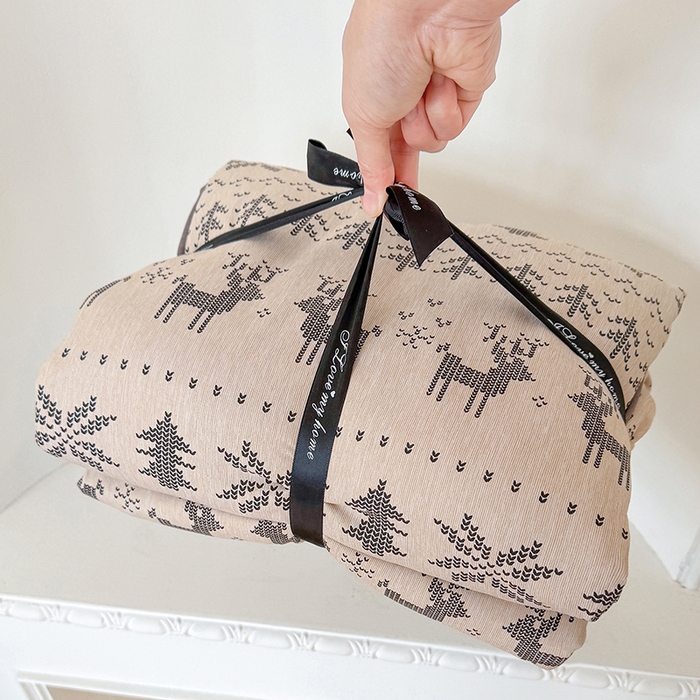 竹合家纺 2025秋冬新款加厚磨毛色织暖绒系列针织四件套高克重麋鹿森林