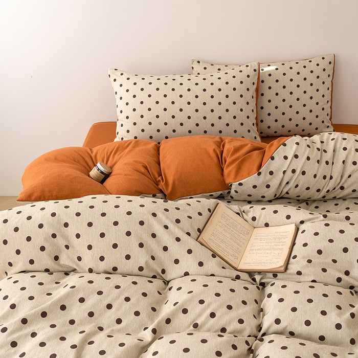 91家纺网 家纺一手货源 找家纺 竹合家纺 2025秋冬新款加厚磨毛色织暖绒系列针织四件套高克重圣诞波点