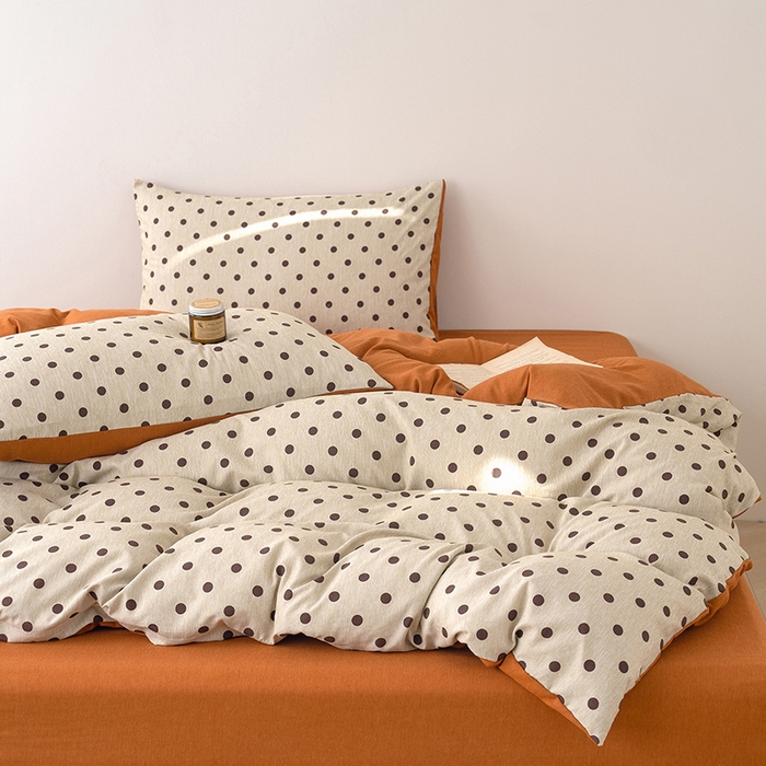 91家纺网 家纺一手货源 找家纺 竹合家纺 2025秋冬新款加厚磨毛色织暖绒系列针织四件套高克重圣诞波点