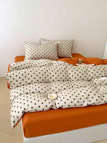 91家纺网 家纺一手货源 找家纺 竹合家纺 2025秋冬新款加厚磨毛色织暖绒系列针织四件套高克重圣诞波点