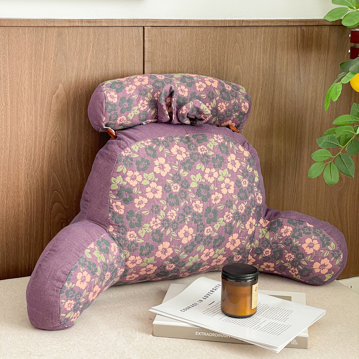 亦帆枕芯 2025新款全棉多层纱靠背 紫色