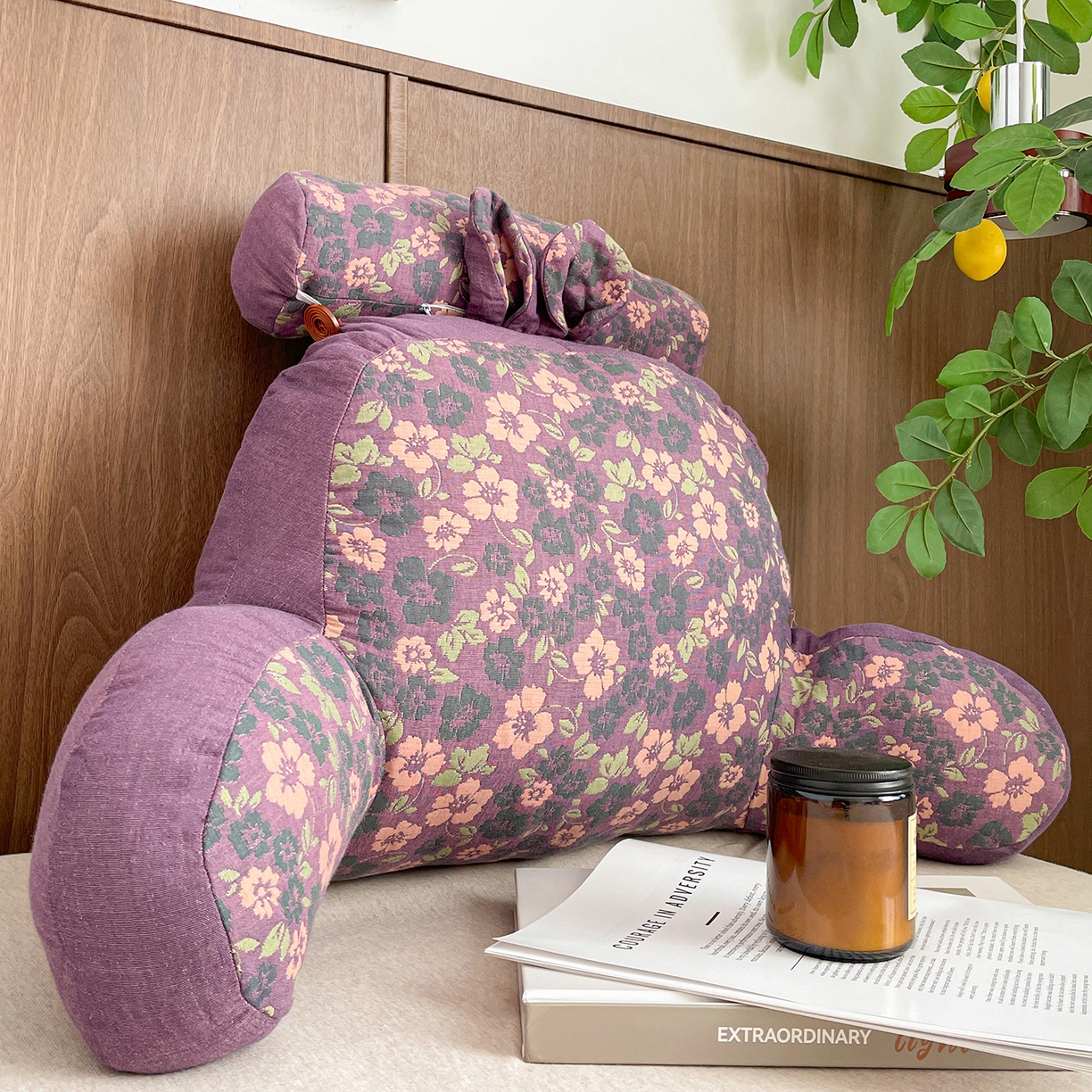 91家纺网 家纺一手货源 找家纺 亦帆枕芯 2025新款全棉多层纱靠背 紫色