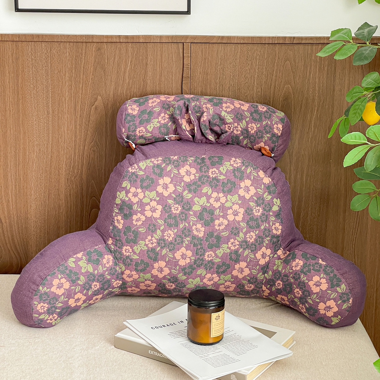 91家纺网 家纺一手货源 找家纺 亦帆枕芯 2025新款全棉多层纱靠背 紫色