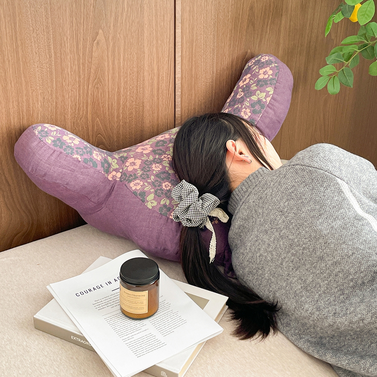 91家纺网 家纺一手货源 找家纺 亦帆枕芯 2025新款全棉多层纱靠背 紫色