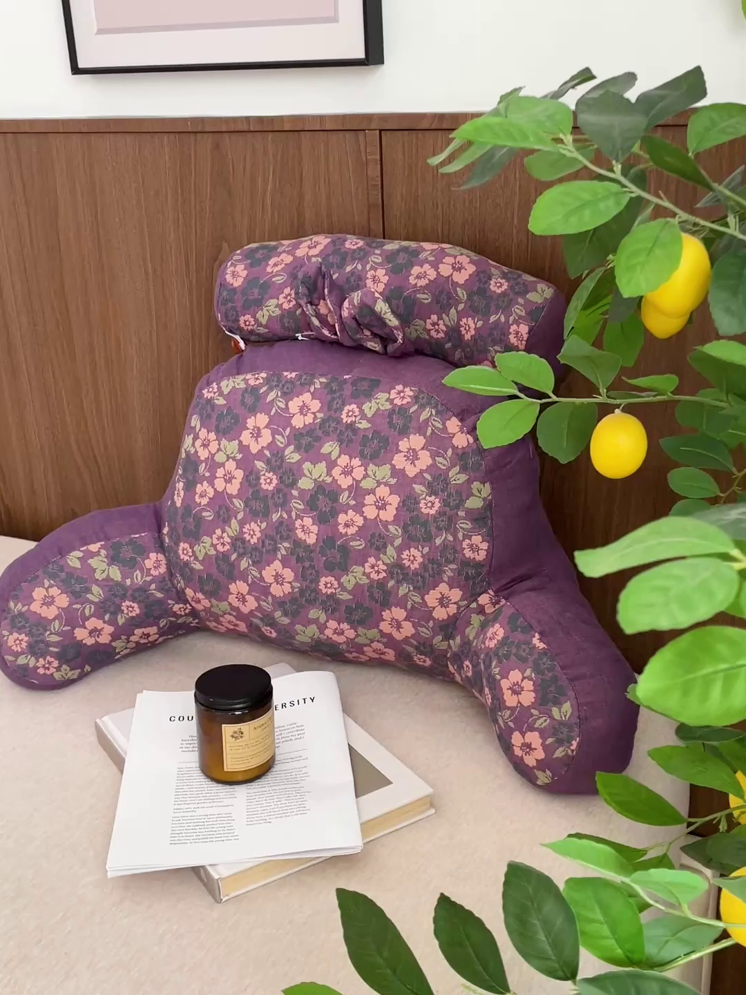 91家纺网 家纺一手货源 找家纺 亦帆枕芯 2025新款全棉多层纱靠背 紫色