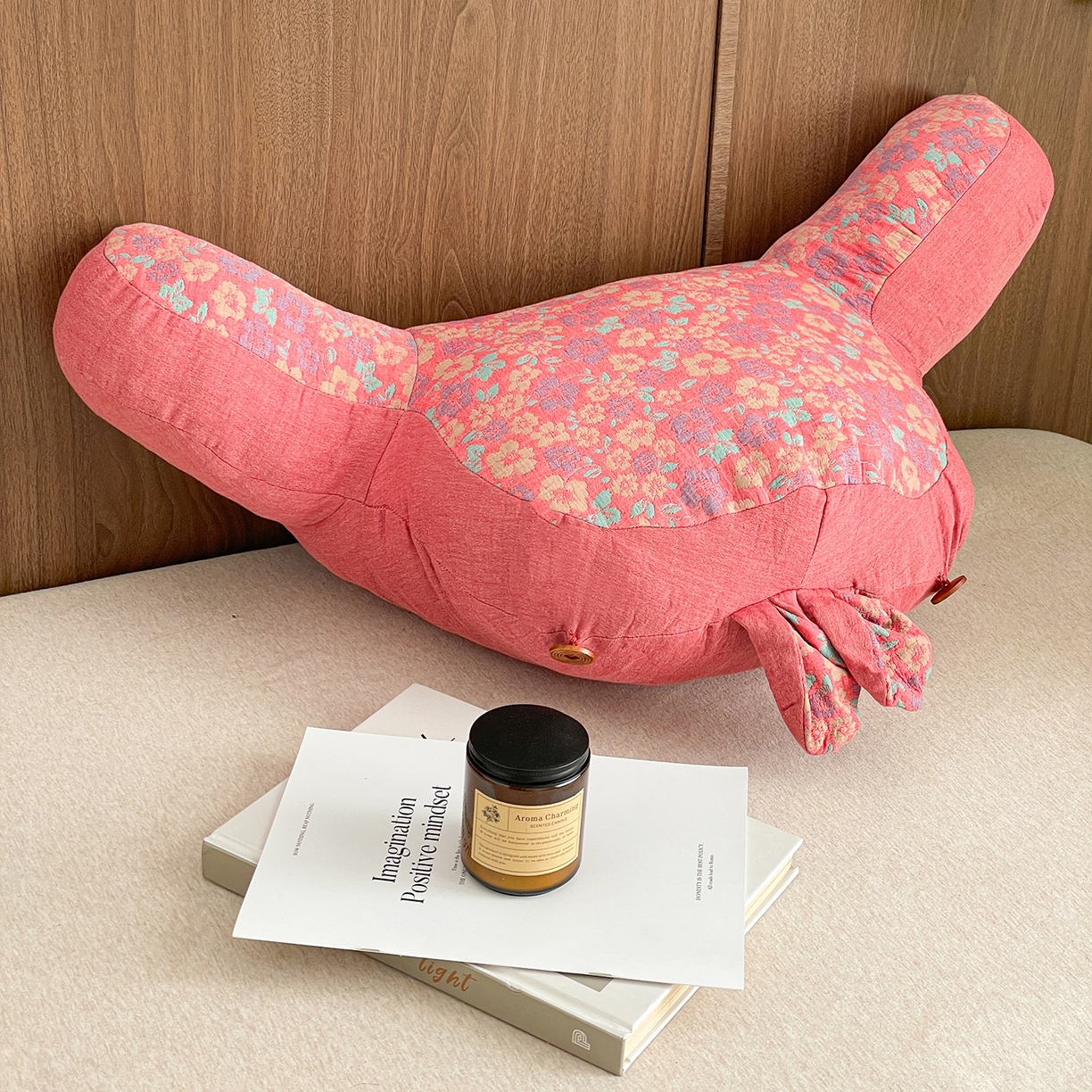 91家纺网 家纺一手货源 找家纺 亦帆枕芯 2025新款全棉多层纱靠背 粉色