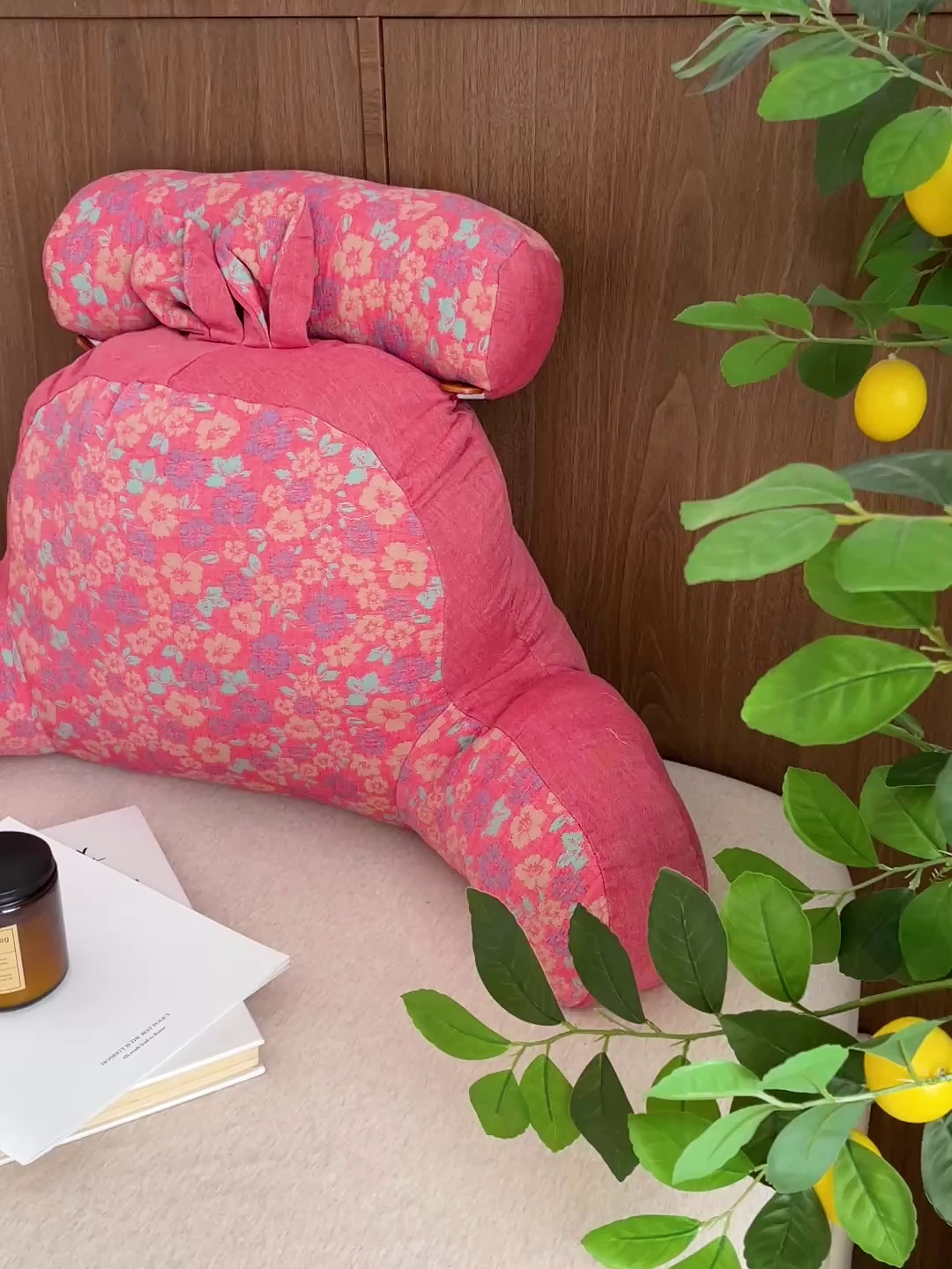 91家纺网 家纺一手货源 找家纺 亦帆枕芯 2025新款全棉多层纱靠背 粉色