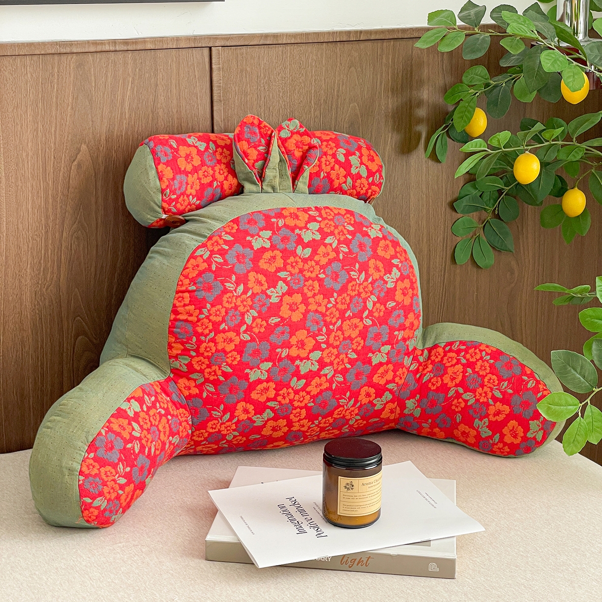 亦帆枕芯 2025新款全棉多层纱靠背 绿色