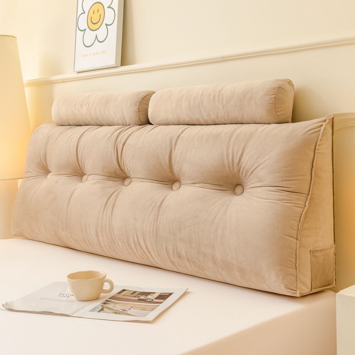 91家纺网 家纺一手货源 找家纺 （总）碧尔家居 2025新款荷兰绒弯型三角+头枕床头靠背