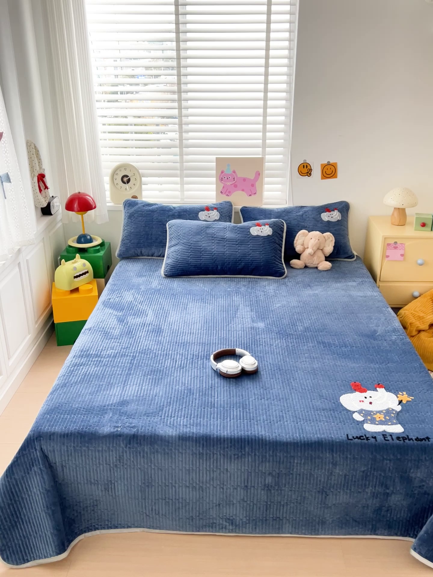 91家纺网 家纺一手货源 找家纺 鑫喜莱家纺 2025新款原创宝宝绒毛巾绣床盖三件套单床盖床垫单件床盖 魔法小象