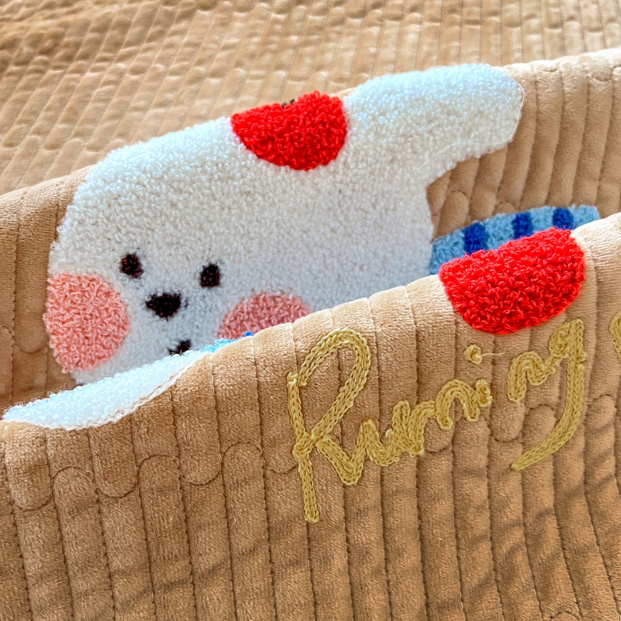 91家纺网 家纺一手货源 找家纺 鑫喜莱家纺 2025新款原创宝宝绒毛巾绣床盖三件套单床盖床垫单件床盖 苹果小狗