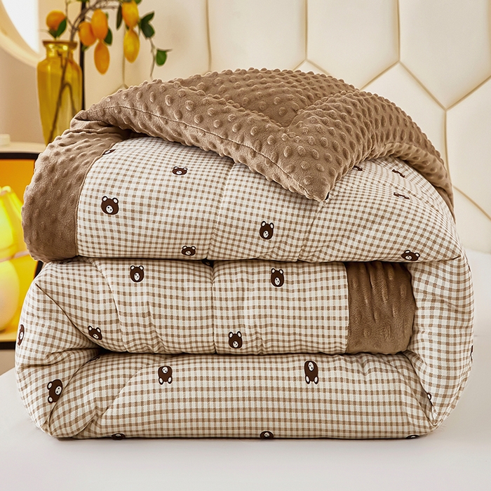 91家纺网 家纺一手货源 找家纺 蔻之羽 2026新款豆豆被夏被春秋被豆豆绒夏被空调被春秋被加厚冬被被子被芯棋盘小熊