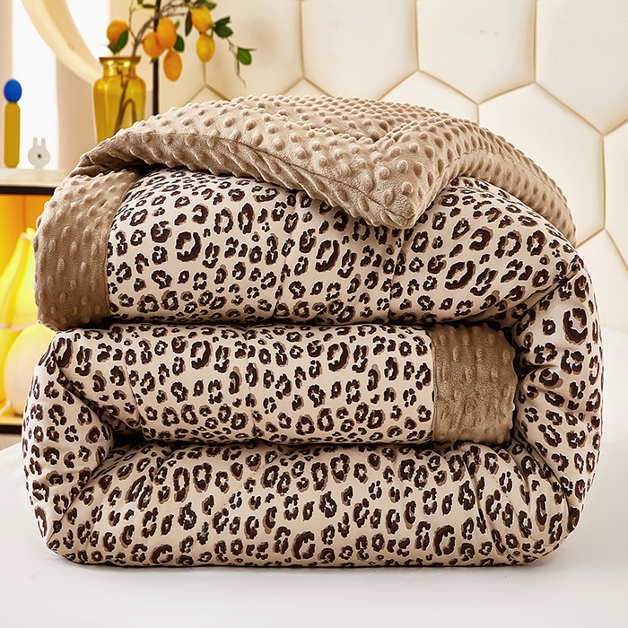 91家纺网 家纺一手货源 找家纺 蔻之羽 2026新款豆豆被夏被春秋被豆豆绒夏被空调被春秋被加厚冬被被子被芯豹纹-咖