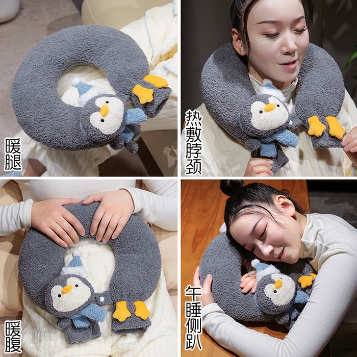 91家纺网 家纺一手货源 找家纺 （总）仟亿莱 2025新款ins企鹅u型颈枕热水袋