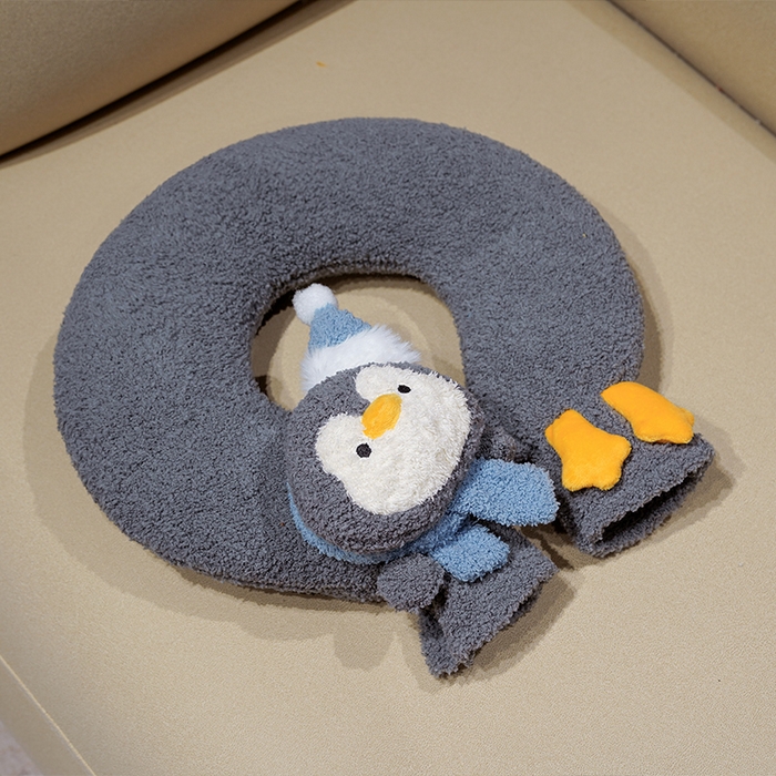仟亿莱 2025新款ins企鹅u型颈枕热水袋 U型灰色企鹅 35*33cm/个