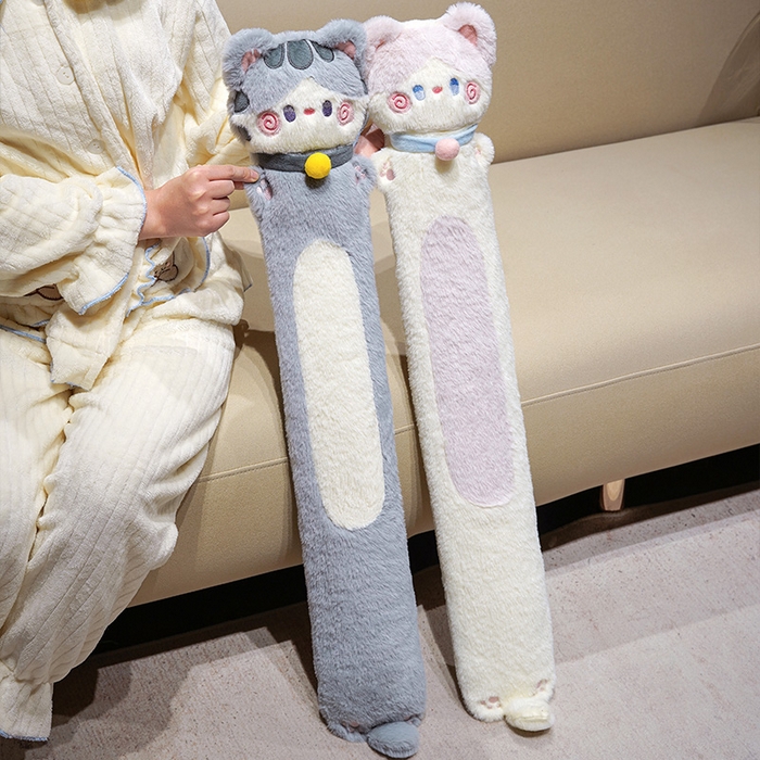 91家纺网 家纺一手货源 找家纺 仟亿莱 2025新款抱抱猫注水长条热水袋 注水灰猫 大号85cm