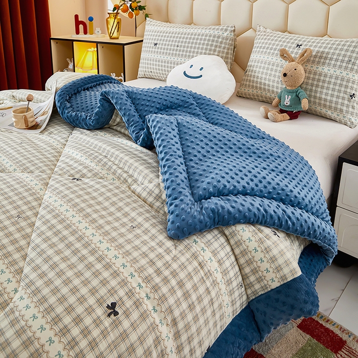 91家纺网 家纺一手货源 找家纺 蔻之羽 2026新款豆豆被夏被春秋被豆豆绒夏被空调被春秋被加厚冬被被子被芯蝴蝶结