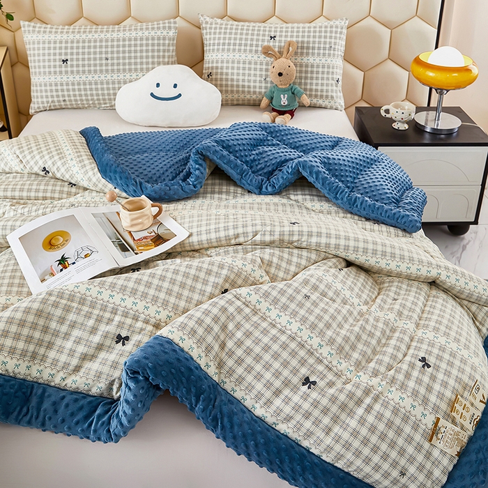 91家纺网 家纺一手货源 找家纺 蔻之羽 2026新款豆豆被夏被春秋被豆豆绒夏被空调被春秋被加厚冬被被子被芯蝴蝶结