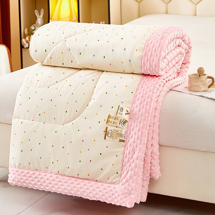 91家纺网 家纺一手货源 找家纺 蔻之羽 2026新款豆豆被夏被春秋被豆豆绒夏被空调被春秋被加厚冬被被子被芯彩虹波点