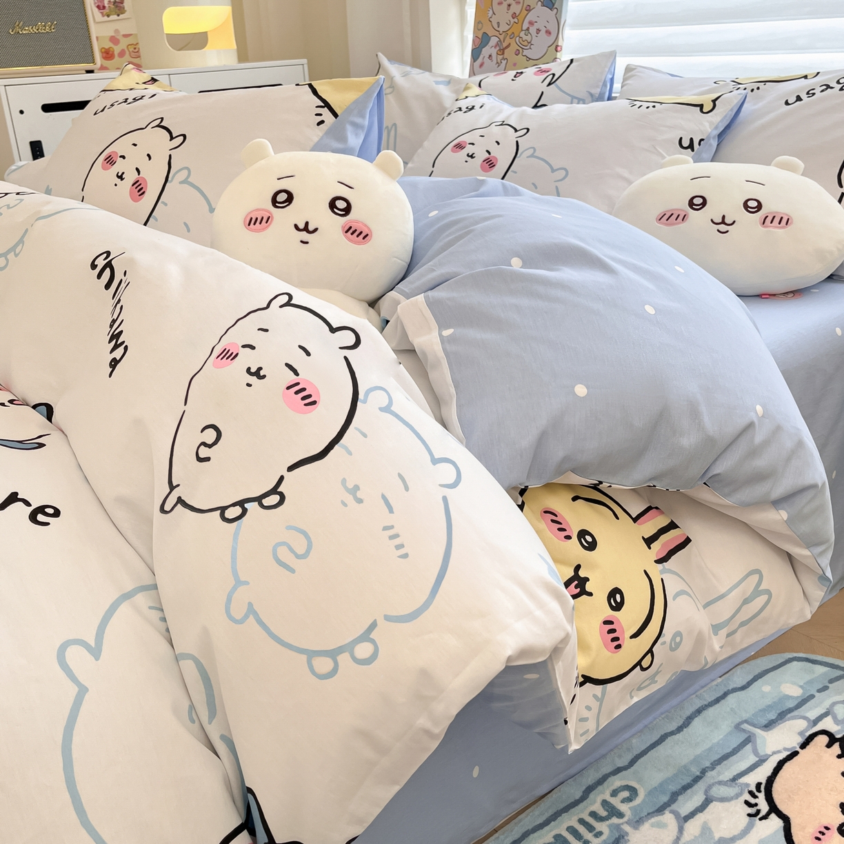 91家纺网 家纺一手货源 找家纺 暮思家居 2026新款正版授权吉伊卡哇全棉纯棉四件套 淘气吉伊卡哇