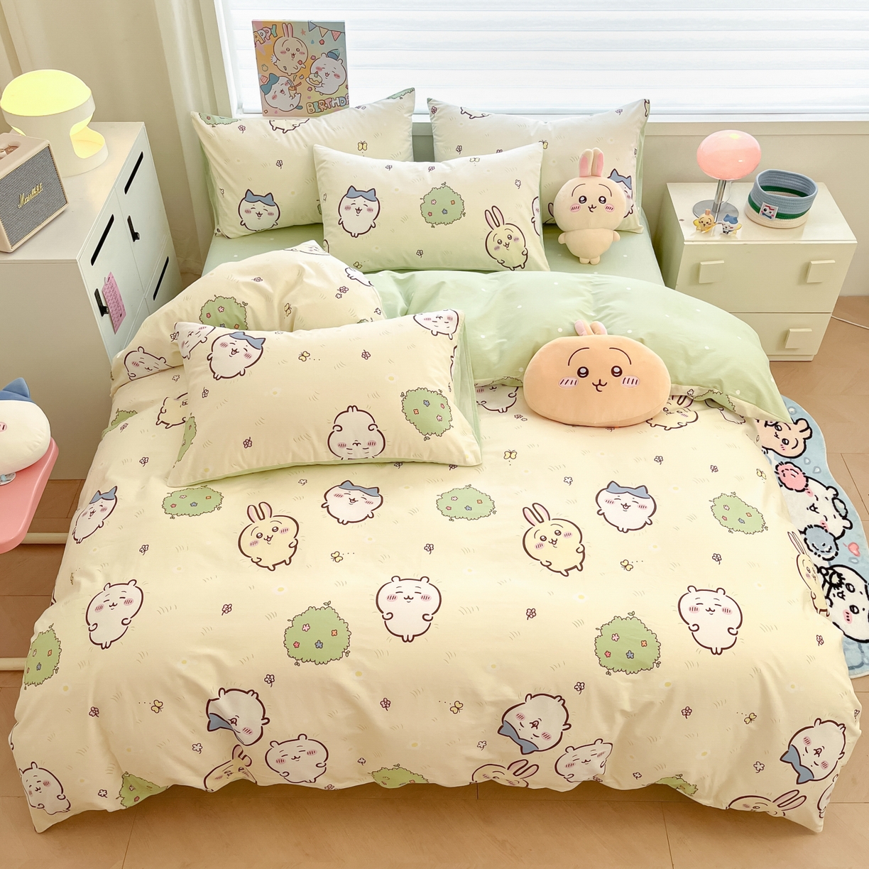 91家纺网 家纺一手货源 找家纺 暮思家居 2026新款正版授权吉伊卡哇全棉纯棉四件套 开心吉伊咔哇