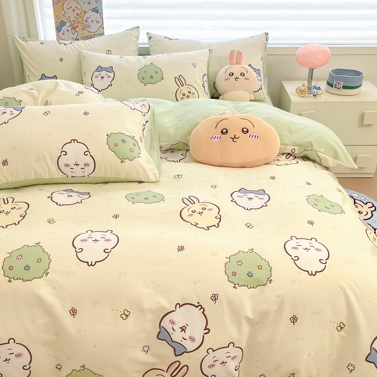 91家纺网 家纺一手货源 找家纺 暮思家居 2026新款正版授权吉伊卡哇全棉纯棉四件套 开心吉伊咔哇