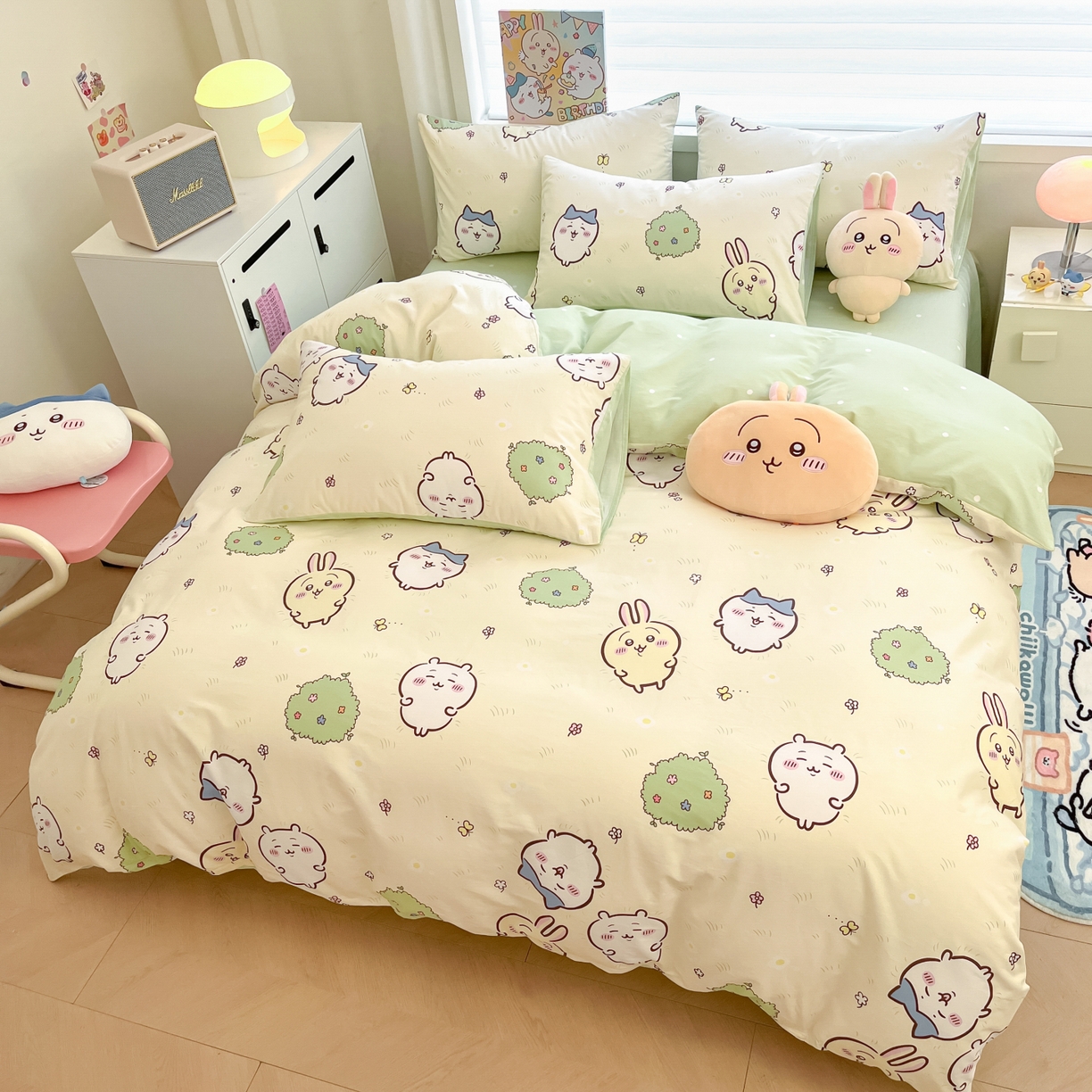 91家纺网 家纺一手货源 找家纺 暮思家居 2026新款正版授权吉伊卡哇全棉纯棉四件套 开心吉伊咔哇