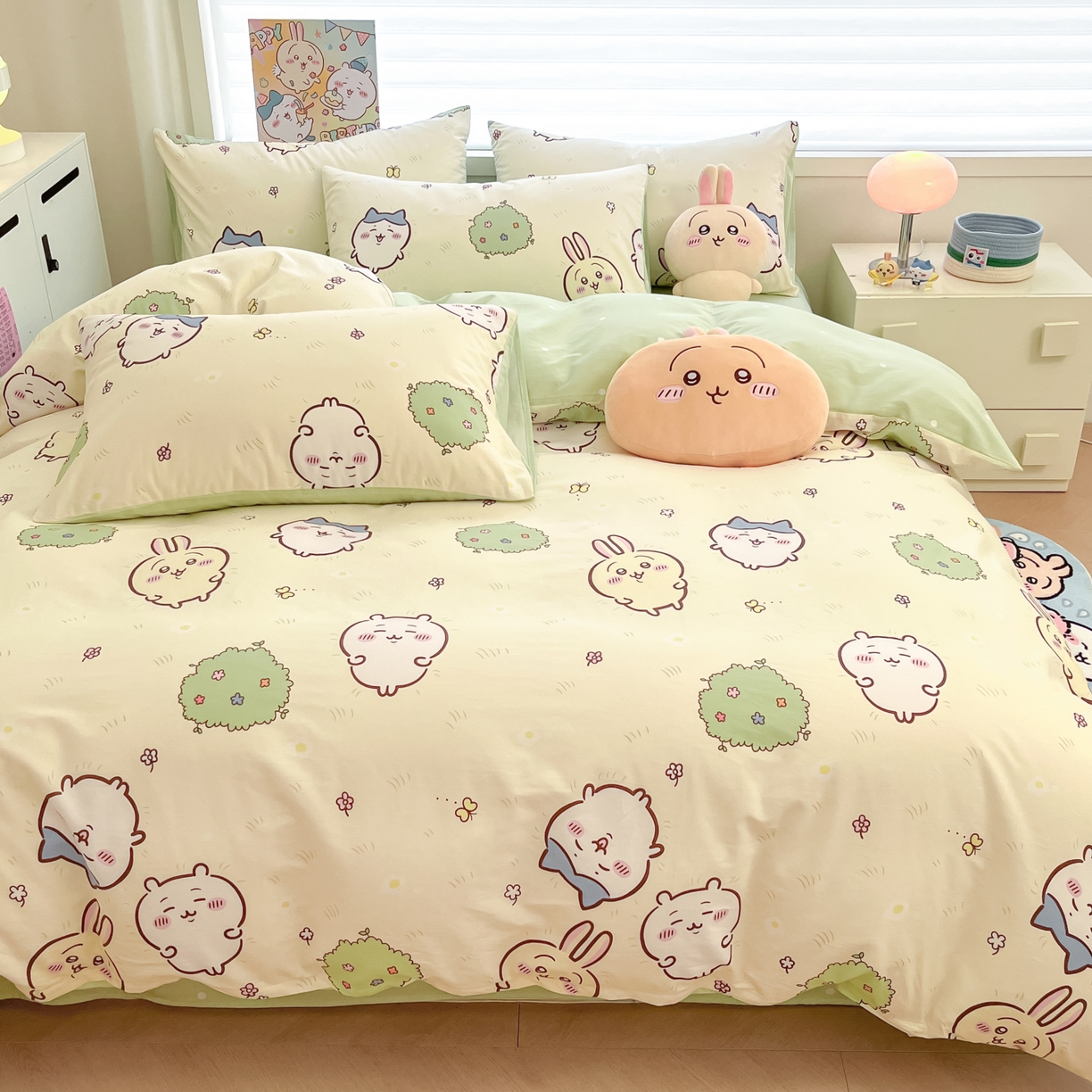 91家纺网 家纺一手货源 找家纺 暮思家居 2026新款正版授权吉伊卡哇全棉纯棉四件套 开心吉伊咔哇