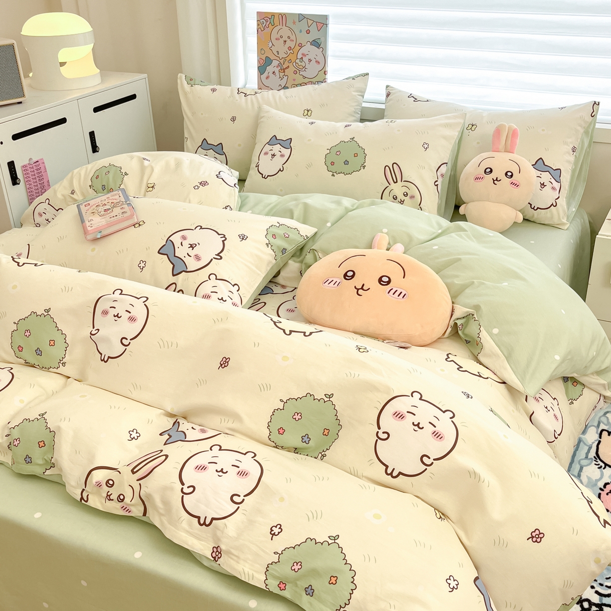 91家纺网 家纺一手货源 找家纺 暮思家居 2026新款正版授权吉伊卡哇全棉纯棉四件套 开心吉伊咔哇