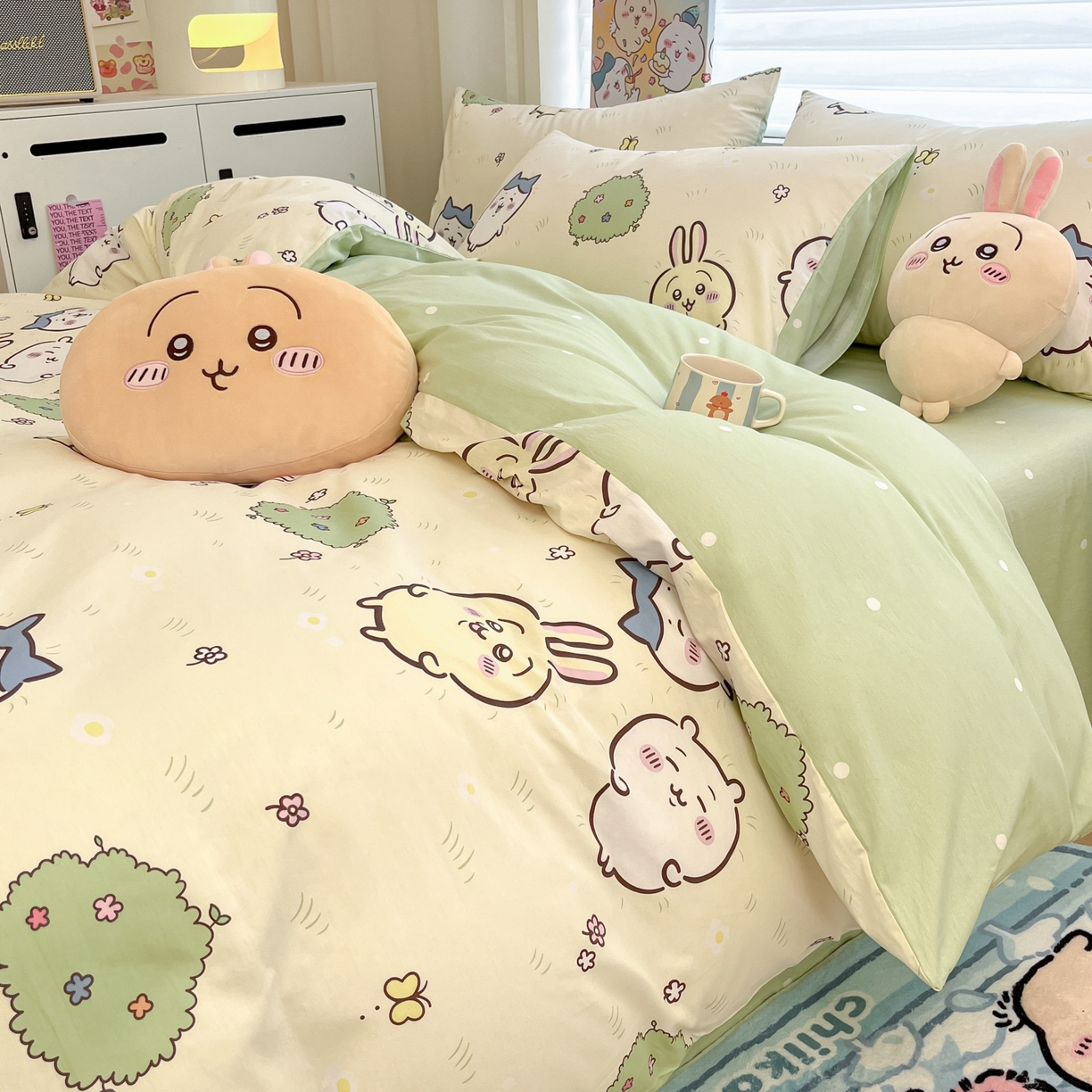 91家纺网 家纺一手货源 找家纺 暮思家居 2026新款正版授权吉伊卡哇全棉纯棉四件套 开心吉伊咔哇