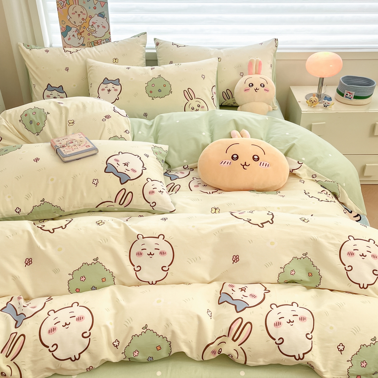 91家纺网 家纺一手货源 找家纺 暮思家居 2026新款正版授权吉伊卡哇全棉纯棉四件套 开心吉伊咔哇