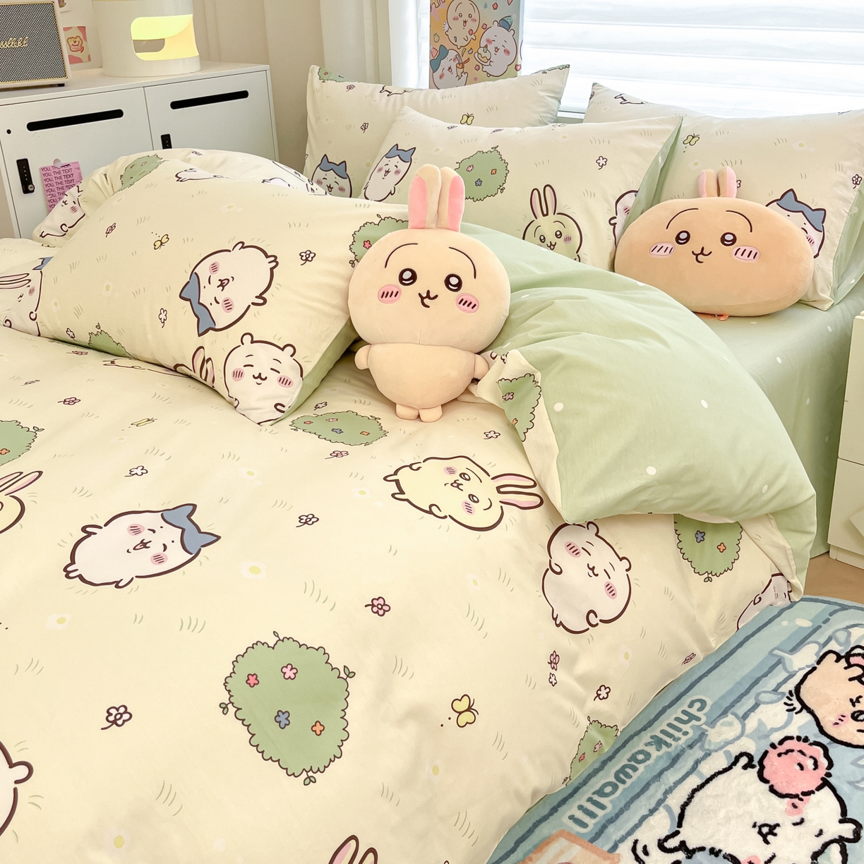 91家纺网 家纺一手货源 找家纺 暮思家居 2026新款正版授权吉伊卡哇全棉纯棉四件套 开心吉伊咔哇