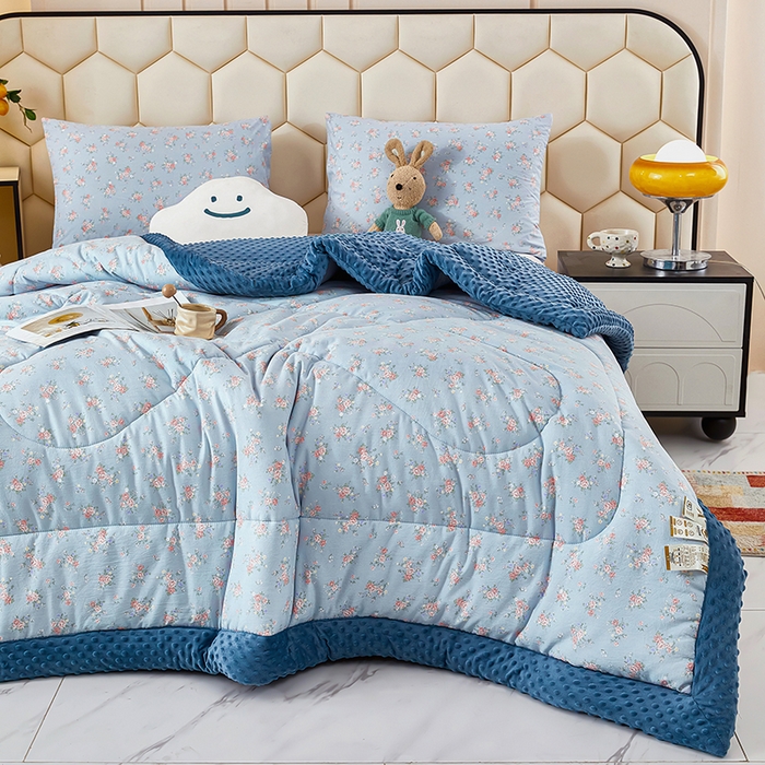 91家纺网 家纺一手货源 找家纺 蔻之羽 2026新款豆豆被夏被春秋被豆豆绒夏被空调被春秋被加厚冬被被子被芯兰玲蓝