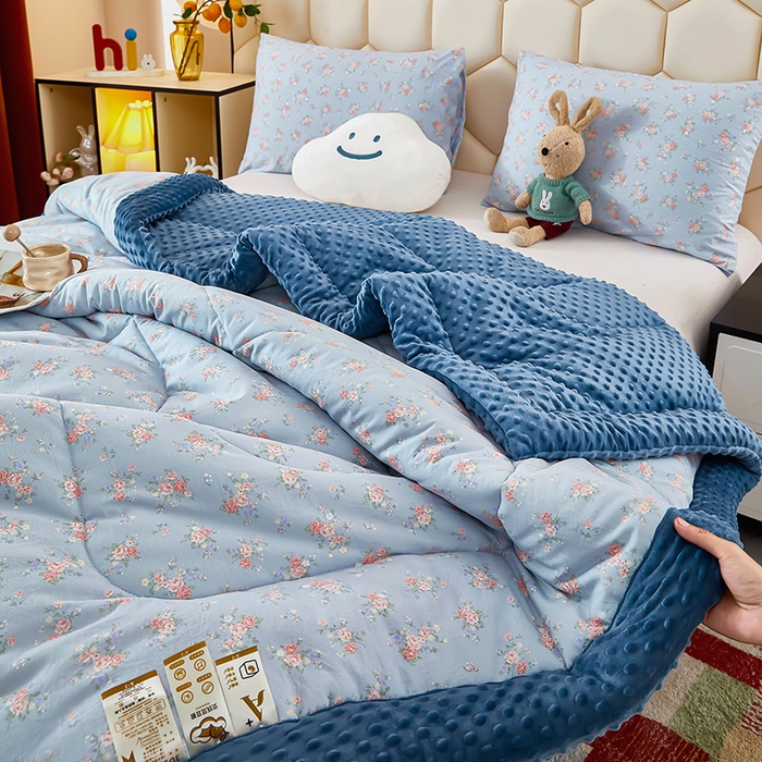 91家纺网 家纺一手货源 找家纺 蔻之羽 2026新款豆豆被夏被春秋被豆豆绒夏被空调被春秋被加厚冬被被子被芯兰玲蓝