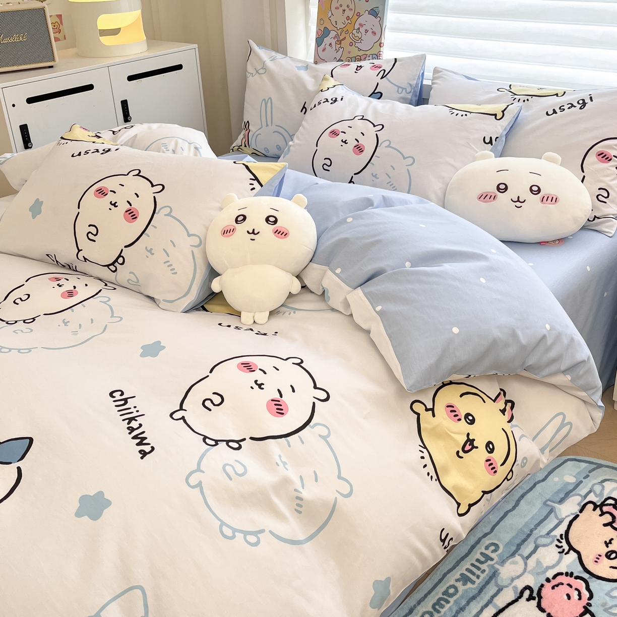 91家纺网 家纺一手货源 找家纺 暮思家居 2026新款正版授权吉伊卡哇全棉纯棉四件套 淘气吉伊卡哇