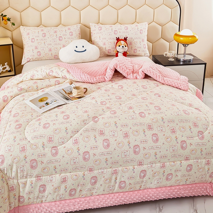 91家纺网 家纺一手货源 找家纺 蔻之羽 2026新款豆豆被夏被春秋被豆豆绒夏被空调被春秋被加厚冬被被子被芯KT-女孩