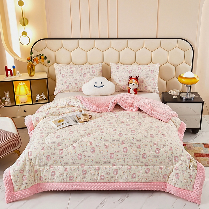 91家纺网 家纺一手货源 找家纺 蔻之羽 2026新款豆豆被夏被春秋被豆豆绒夏被空调被春秋被加厚冬被被子被芯KT-女孩