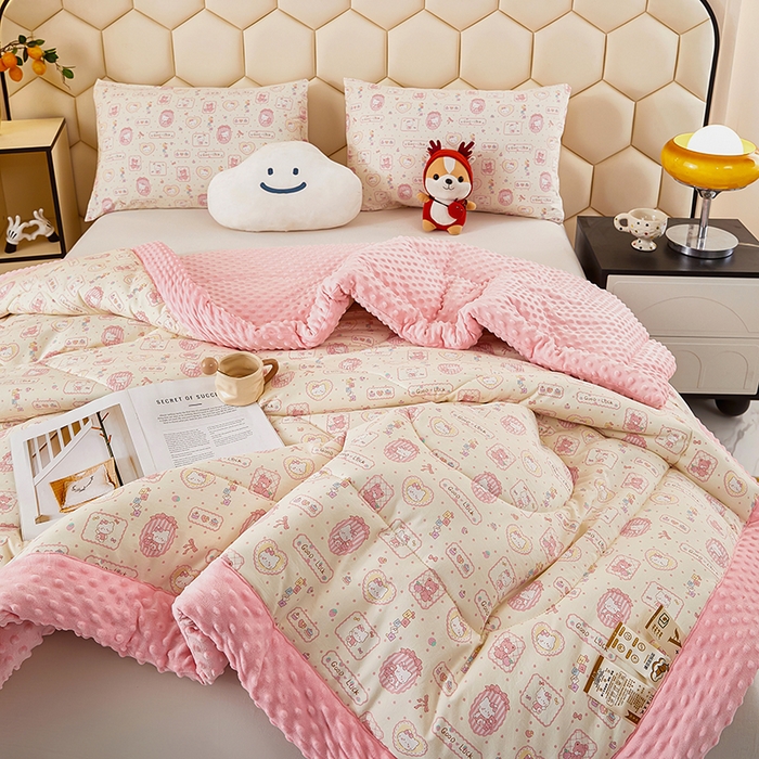 91家纺网 家纺一手货源 找家纺 蔻之羽 2026新款豆豆被夏被春秋被豆豆绒夏被空调被春秋被加厚冬被被子被芯KT-女孩