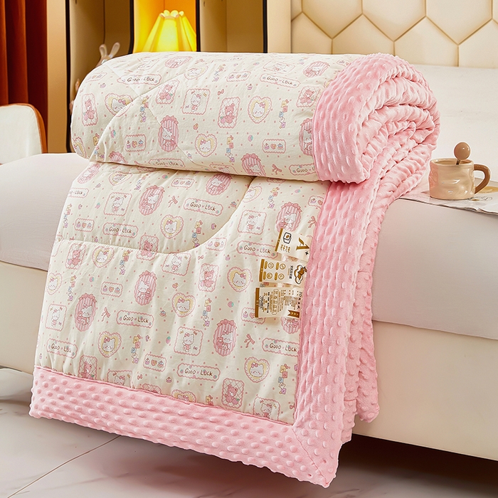 91家纺网 家纺一手货源 找家纺 蔻之羽 2026新款豆豆被夏被春秋被豆豆绒夏被空调被春秋被加厚冬被被子被芯KT-女孩