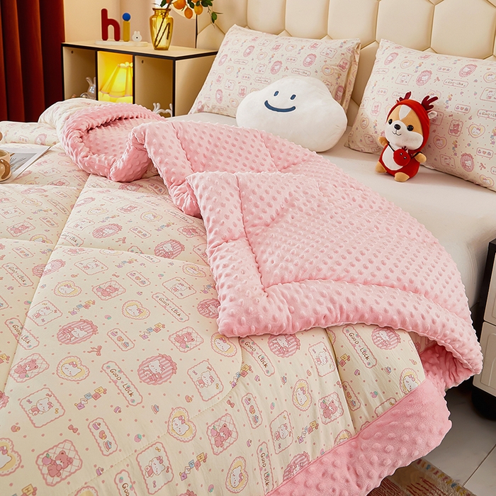 91家纺网 家纺一手货源 找家纺 蔻之羽 2026新款豆豆被夏被春秋被豆豆绒夏被空调被春秋被加厚冬被被子被芯KT-女孩