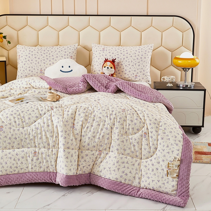 91家纺网 家纺一手货源 找家纺 蔻之羽 2026新款豆豆被夏被春秋被豆豆绒夏被空调被春秋被加厚冬被被子被芯花朵兔