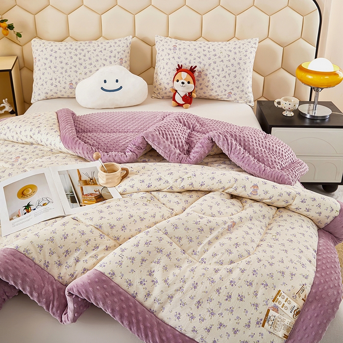 91家纺网 家纺一手货源 找家纺 蔻之羽 2026新款豆豆被夏被春秋被豆豆绒夏被空调被春秋被加厚冬被被子被芯花朵兔