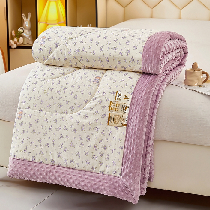 91家纺网 家纺一手货源 找家纺 蔻之羽 2026新款豆豆被夏被春秋被豆豆绒夏被空调被春秋被加厚冬被被子被芯花朵兔
